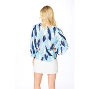 Light Blue and Navy Stewart Simmons The Abstract 3/4 Sleeve Blouse